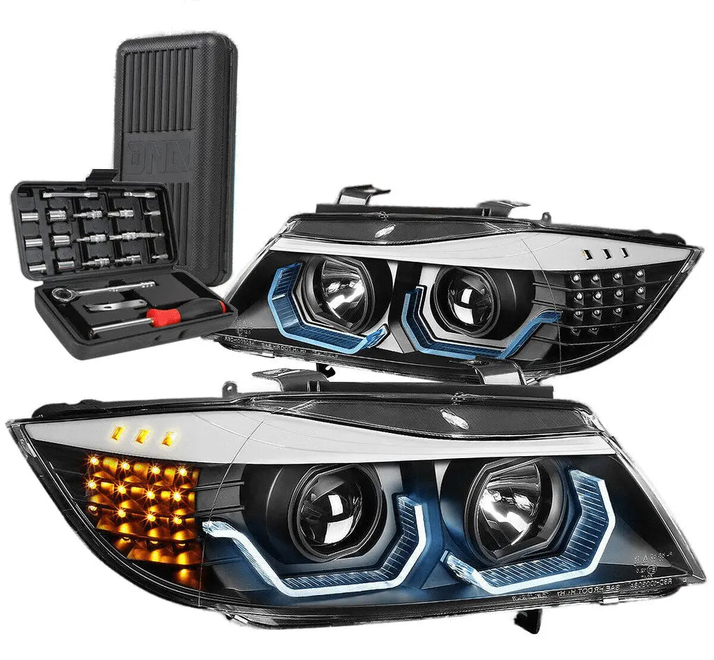 1999-2002 Chevy Silverado Headlights+Bumper Lights W/Led Kit + Fan Bla