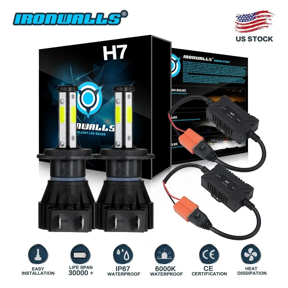 H7 4-Side Led Headlight High/Low Beam Bulbs + Canbus Decoder Error Fre –  Dynamic Performance Tuning