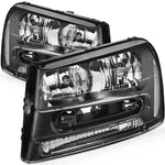 2002-2009 Chevrolet Trailblazer/02-06 Trailblazer EXT Headlights Assembly Driver and Passenger Side Black Housing ECCPP