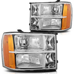 2007-2013 GMC Sierra 1500/07-14 Sierra 2500 3500 HD Headlights Assembly Driver and Passenger Side Chrome Housing ECCPP