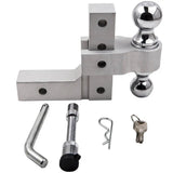 Aluminum Adjustable Raise Drop Tow Hitch Mount and Lock and 2 inch and 2-5/16 inch Hitch Ball MAXPEEDINGRODS