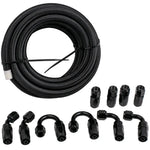 20FT AN6 6AN Nylon Braided Oil Fuel Line+Fittings Hose and Adaptor KIT Black MAXPEEDINGRODS