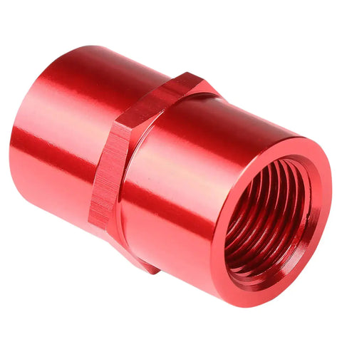 Female 1/2" Npt Piping Coupler Red Anodized Finish Aluminum Fitting Adapter DNA MOTORING