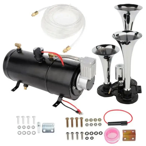 3 LOUD Trumpet Train Air Horn Kit 0.8Gal & 12V 150 PSI Air Compressor Air System ECCPP