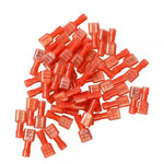 Red 100Pc Fully Insulated Female Electrical Spade Crimp Connector Terminals 1/4"