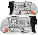 1998-2004 Dodge Dakota/98-03 Durango Headlights Assembly Driver and Passenger Side Chrome Housing ECCPP