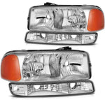 2000-2006 GMC Yukon/99-06 Sierra 1500 Headlight Assembly Pair + Bumper Lamps ECCPP