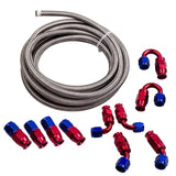 AN6 -6AN 20FT AN-6 Swivel Fitting Stainless Steel PTFE Fuel Line Hose Kit MAXPEEDINGRODS