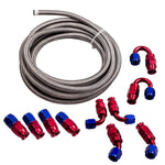 AN6 -6AN 20FT AN-6 Swivel Fitting Stainless Steel PTFE Fuel Line Hose Kit MAXPEEDINGRODS