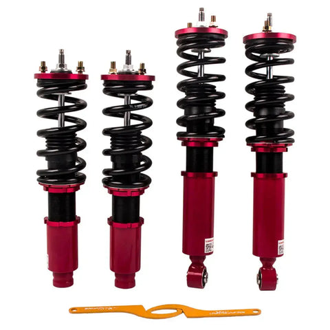 Adj. Damper Full Set compatible for HONDA CR-V 1996-2001 Coilover Absorber Kit Red MAXPEEDINGRODS