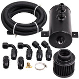 Alloy Baffled 0.75L AN10 Motor Oil Catch Can 3M Hose Kit and Fittings Universal MAXPEEDINGRODS