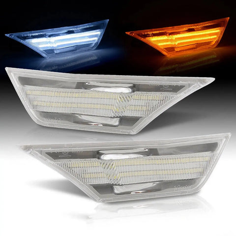 Clear JDM LED Switchback Reflector Side Markers Lights For 2016-2021 Honda Civic AJP DIST