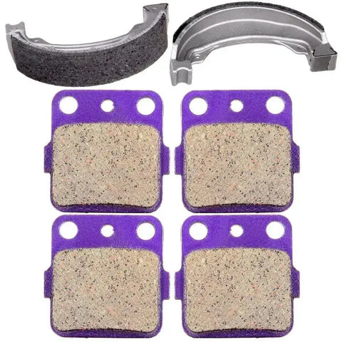 F + R 2 Pairs Brake Pads and 1 Pair Brake Shoes For Honda TRX250EX Carbon Fiber ECCPP