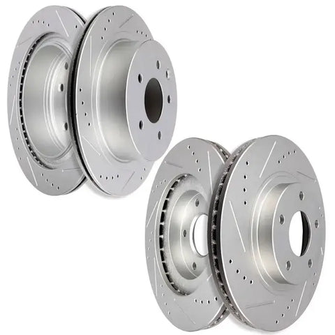 For 02 - 05 350Z G35 2WD AWD Front And Rear Brake Rotors Discs Drilled Slotted ECCPP