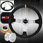 For 90-96 300Zx Deep Dish Black Steering Wheel + Gold Quick Release + Adapter AJP DIST