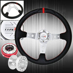 For 90-96 300Zx + Quick Release + Deep Dish Black Steering Wheel Red Stitching AJP DIST