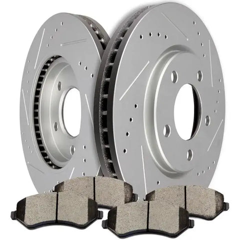 Front Brake Discs Rotors & Ceramic Pads For Dodge Caravan 2001-2007 Drilled ECCPP