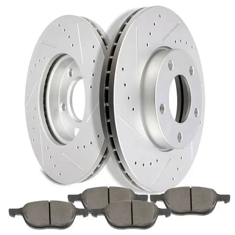 Front Discs Brake Rotors and Ceramic Pads For Mazda 3 2004 - 2013 Drill Slot ECCPP