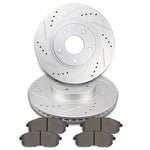 Front Discs Brake Rotors and Ceramic Pads For Nissan Altima Maxima Drilled Slot ECCPP