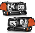 GMC Yukon Sierra 1500 2500 3500 Headlights Assembly Driver and Passenger Side Black Housing ECCPP