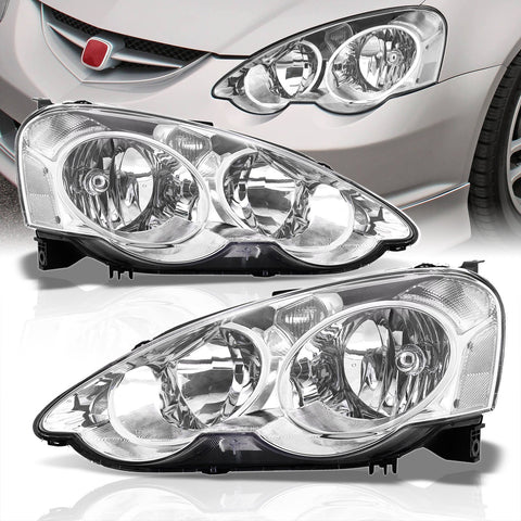 Acura RSX 2002-2004 Factory Style Headlights Chrome Housing Clear Len Clear Reflector