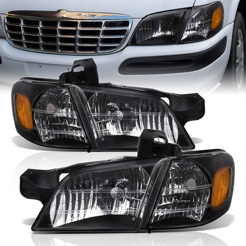 Chevrolet Venture 1997-2005 Factory Style Headlights Black Housing Clear Len Amber Reflector