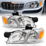 Chevrolet Venture 1997-2005 Factory Style Headlights Chrome Housing Clear Len Amber Reflector