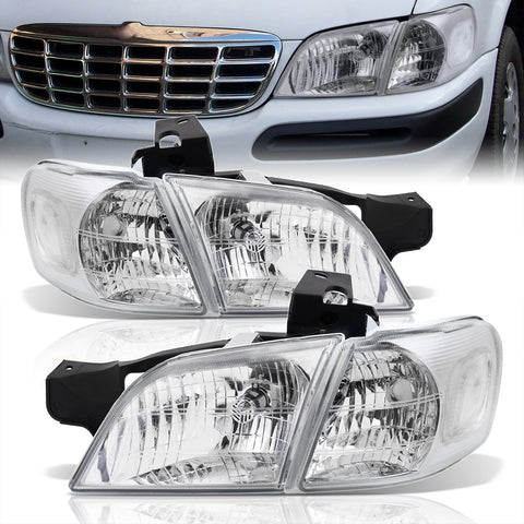 Chevrolet Venture 1997-2005 Factory Style Headlights Chrome Housing Clear Len Clear Reflector