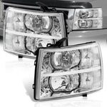 Chevrolet Silverado 2007-2013 Factory Style Headlights Chrome Housing Clear Len Clear Reflector