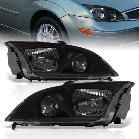 Ford Focus 2005-2007 Factory Style Headlights Black Housing Clear Len Clear Reflector