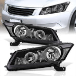 Honda Accord Sedan 2008-2012 Factory Style Headlights Black Housing Clear Len Clear Reflector