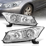 Honda Accord Sedan 2008-2012 Factory Style Headlights Chrome Housing Clear Len Clear Reflector