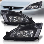 Honda Accord 2003-2007 Factory Style Headlights Black Housing Clear Len Clear Reflector