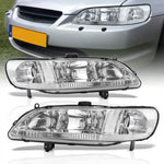 Honda Accord 1998-2002 Factory Style Headlights Chrome Housing Clear Len Clear Reflector