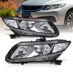 Honda Civic Sedan 2012-2015 / Honda Civic Coupe 2012-2013 Factory Style Headlights Black Housing Clear Len Clear Reflector