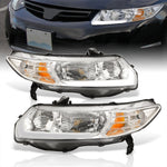 Honda Civic Coupe 2006-2011 LED DRL Bar Factory Style Headlights Chrome Housing Clear Len Amber Reflector