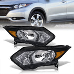 Honda HRV 2016-2018 Headlights Black Housing Clear Len Amber Reflector (Halogen Models Only)