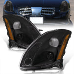 Nissan Maxima 2004-2006 Factory Style Projector Headlights Black Housing Clear Len Amber Reflector (Halogen Models Only)