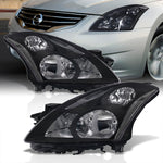 Nissan Altima Sedan 2010-2012 Factory Style Projector Headlights Black Housing Clear Len Clear Reflector (Halogen Models Only)