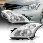 Nissan Altima Sedan 2010-2012 Factory Style Projector Headlights Chrome Housing Clear Len Clear Reflector (Halogen Models Only)