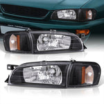 Subaru Impreza 1993-2001 Factory Style Headlights + Corners Black Housing Clear Len Amber Reflector