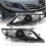 Toyota Camry 2010-2011 Factory Style Projector Headlights Black Housing Clear Len Clear Reflector