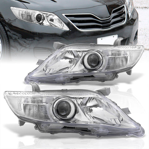 Toyota Camry 2010-2011 Factory Style Projector Headlights Chrome Housing Clear Len Clear Reflector