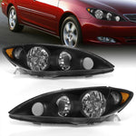 Toyota Camry 2005-2006 Factory Style Headlights Black Housing Clear Len Amber Reflector