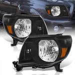 Toyota Tacoma 2005-2011 Factory Style Headlights Black Housing Clear Len Amber Reflector