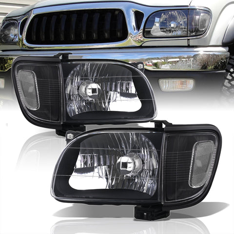 Toyota Tacoma 2001-2004 Factory Style Headlights + Corners Black Housing Clear Len Clear Reflector