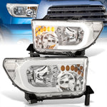 Toyota Tundra 2007-2013 / Sequoia 2008-2017 LED DRL Bar Factory Style Headlights Chrome Housing Clear Len Clear Reflector