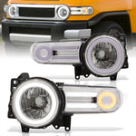 Toyota FJ Cruiser 2007-2014 LED DRL Bar Projector Headlights Chrome Housing Clear Len Clear Reflector