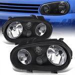 Volkswagen Golf GTI MK4 1999-2006 / Cabrio MK4 1999-2002 Factory Style Headlights Black Housing Clear Len Clear Reflector