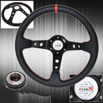 Jdm Black Red Stitches Steering Wheel Quick Release Type-R Horn Button AJP DIST